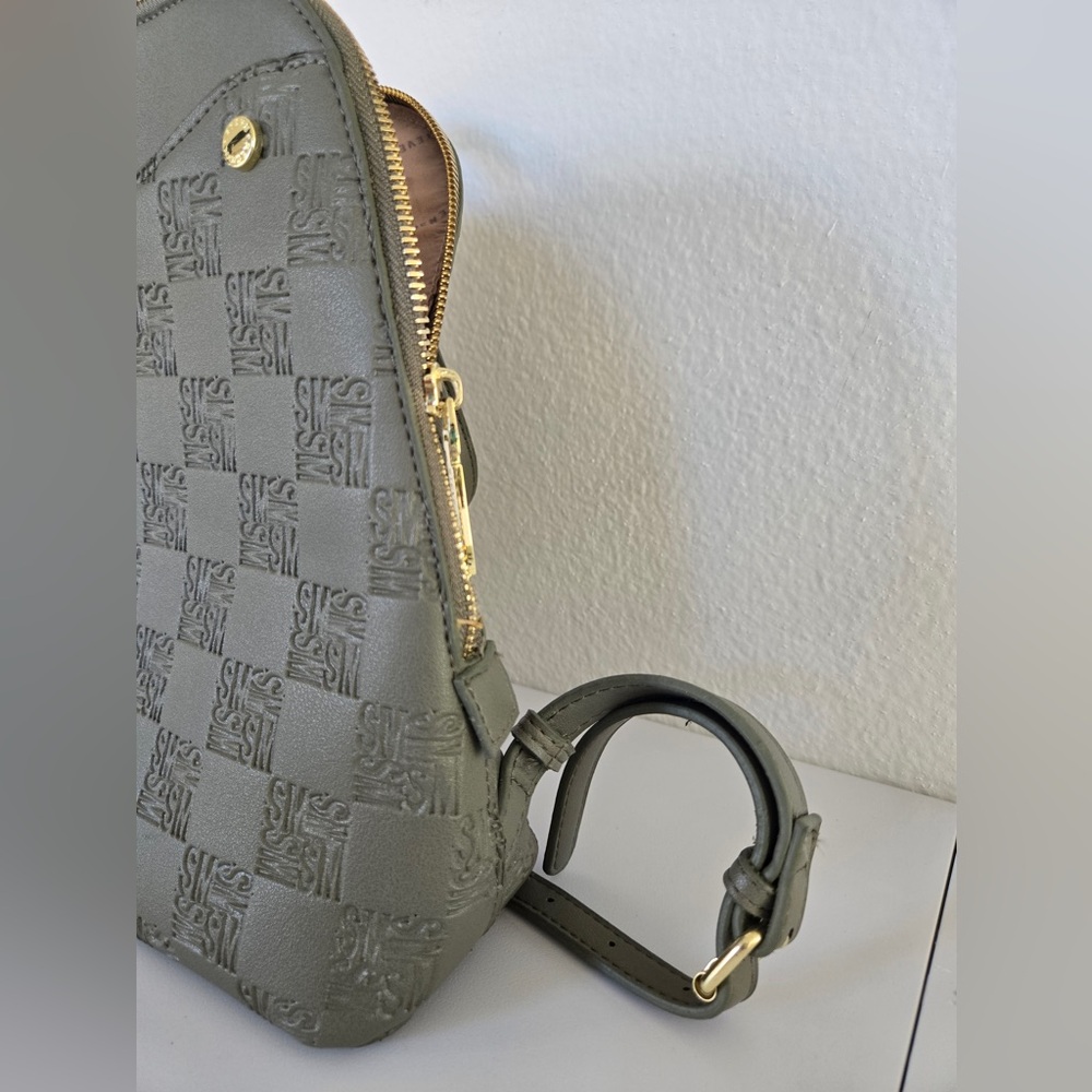 Steve Madden Olive Green Zip Top Minimalist Laptop / Computer Bag - Picture 11 of 11